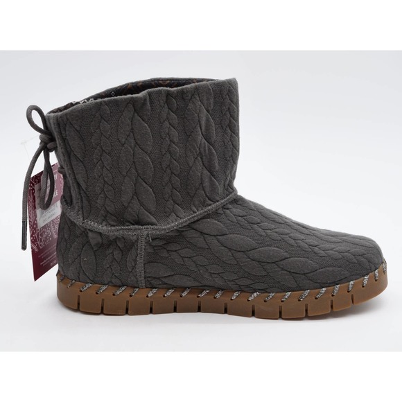 Muk Luks Ankle Boots Womens 9 Cable Knit Grey Hoboken Pull On Memory Foam Bootie - Picture 3 of 12